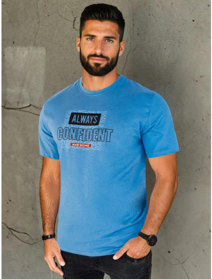 Pánské modré tričko s potiskem Dstreet model 21973768 - FashionStreet Pánské modré tričko s potiskem Dstreet model 21973768 - FashionStreet