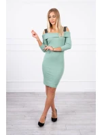 Šaty so širokými ramienkami tmavo mätové