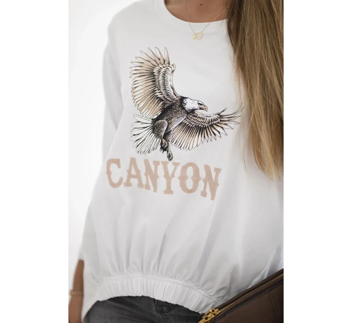 Dámska blúzka s orlom a nápisom Canyon biela