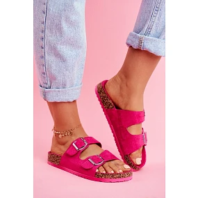 Damskie Klapki Na Korku Z Klamrami Fuksja Si Senor