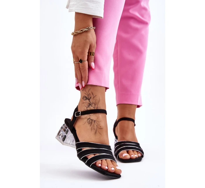 Zamszowe Sandały Z Kryształami Czarne Callan Zamszowe Sandały Z Kryształami Czarne Callan