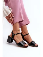 Elegantní Lakované Sandály Na Podpatku Černé D&A model 21659766 - S.Barski