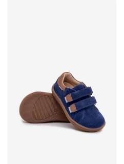 Kožené Dětské Polobotky Barefoot S Odrazkami Bartek 8600366 Tmavě Modré