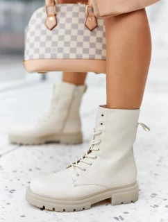 Členkové ploché pracovné topánky Beige Rozelle