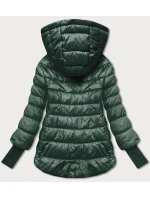 Tmavě zelená krátká dámská bunda s stahovacími lemy model 21791781 - MINORITY Tmavě zelená krátká dámská bunda s stahovacími lemy model 21791781 - MINORITY