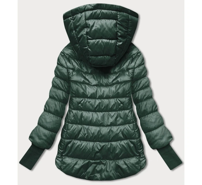 Tmavě zelená krátká dámská bunda s stahovacími lemy model 21791781 - MINORITY Tmavě zelená krátká dámská bunda s stahovacími lemy model 21791781 - MINORITY