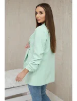 Bunda s klopou elegantná svetlá mentolová Bunda s klopou elegantná svetlá mentolová