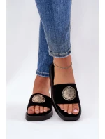 Klapki Damskie Ze Złotą Ozdobą Czarne Kaliora Klapki Damskie Ze Złotą Ozdobą Czarne Kaliora