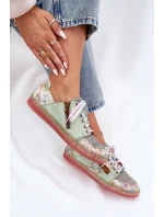 Skórzane Półbuty Damskie Maciejka 06791-09 Jasnozielone