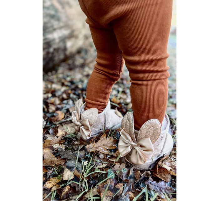 Dievčenské teplé snehové topánky s mašľami Béžová Meriva