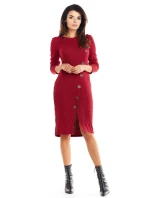 Denní dámské šaty model 18335932 bordó - awama Denní dámské šaty model 18335932 bordó - awama