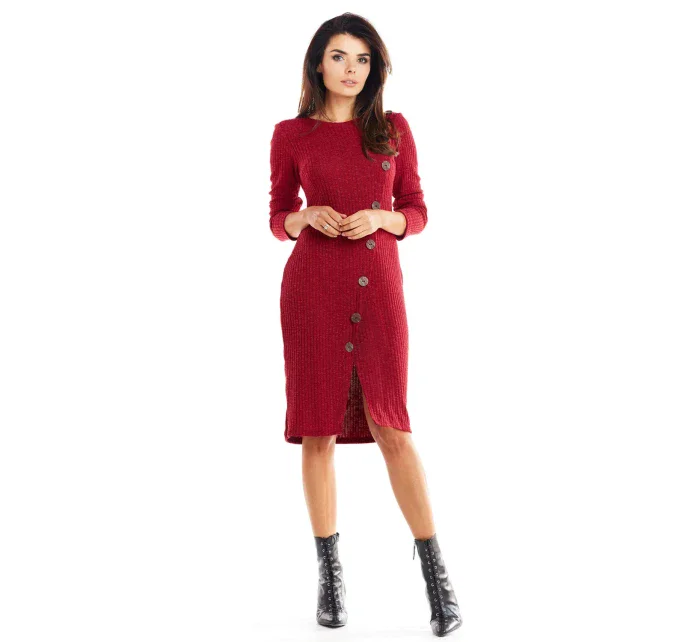 Denní dámské šaty model 18335932 bordó - awama Denní dámské šaty model 18335932 bordó - awama