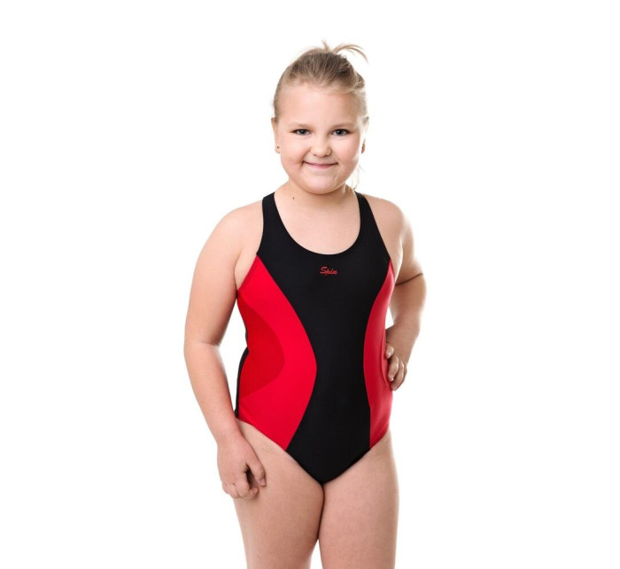 Dievčenské jednodielne plavky Bibione II čierno-červené