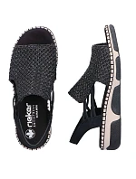 Pohodlné dámske sandále na platforme čiernej farby Rieker 66241-00