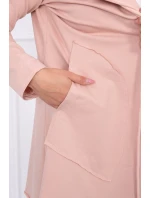 Voľná pláštenka s kapucňou tmavo púdrovo ružová