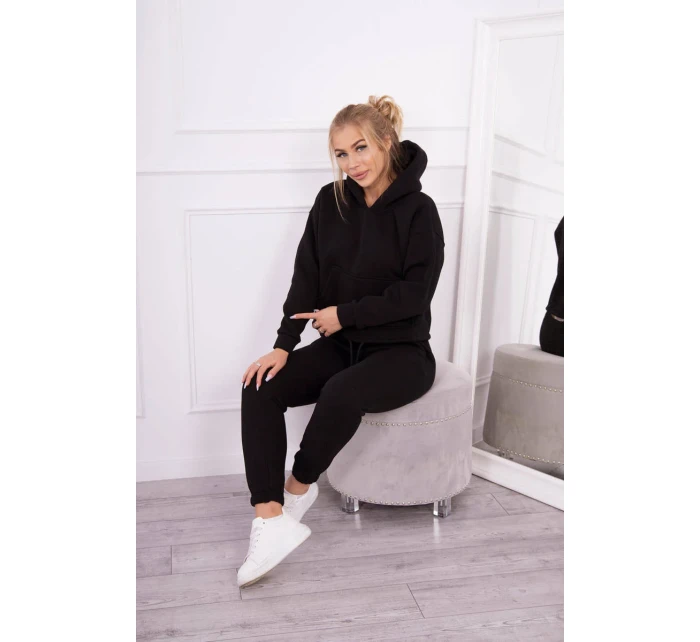 Zateplená souprava s mikinou model 18747965 ve spodní části černé barvy - K-Fashion Zateplená souprava s mikinou model 18747965 ve spodní části černé barvy - K-Fashion