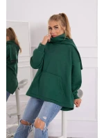 Zateplená mikina so zipsom na chrbte tmavo zelená