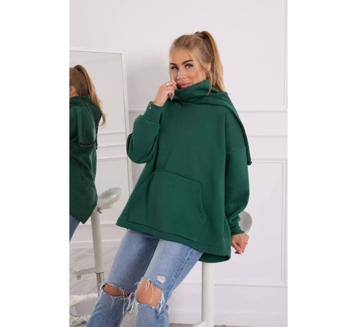 Zateplená mikina so zipsom na chrbte tmavo zelená