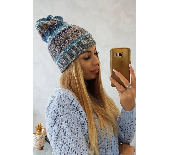 Fleecová čiapka Klaudia K255 marine+grey