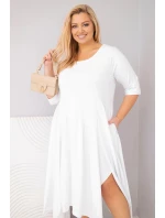 Dámska bavlnená sukňa s asymetrickým lemom v bielej farbe