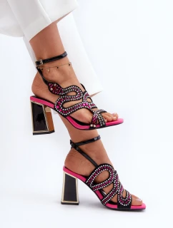 Ozdobené Dámské Sandály Na Podpatku D&A model 21660322 Černé - S.Barski