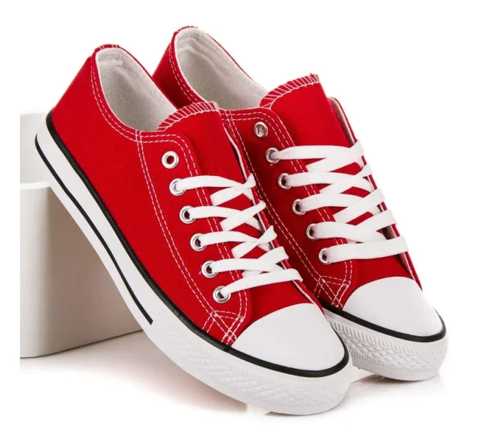 Luxusné dámske červené tenisky bez podpätku Luxusné dámske červené tenisky bez podpätku