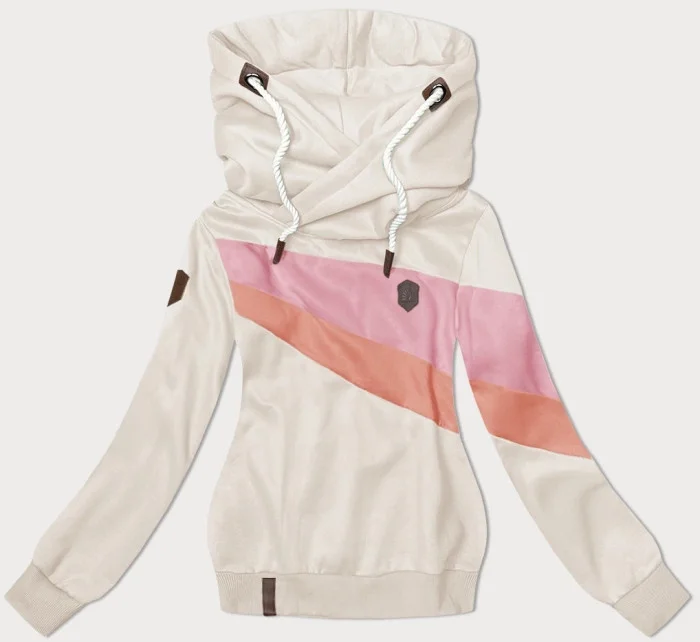 Béžová dámská mikina s kapucí model 20102156 - 6&8 Fashion