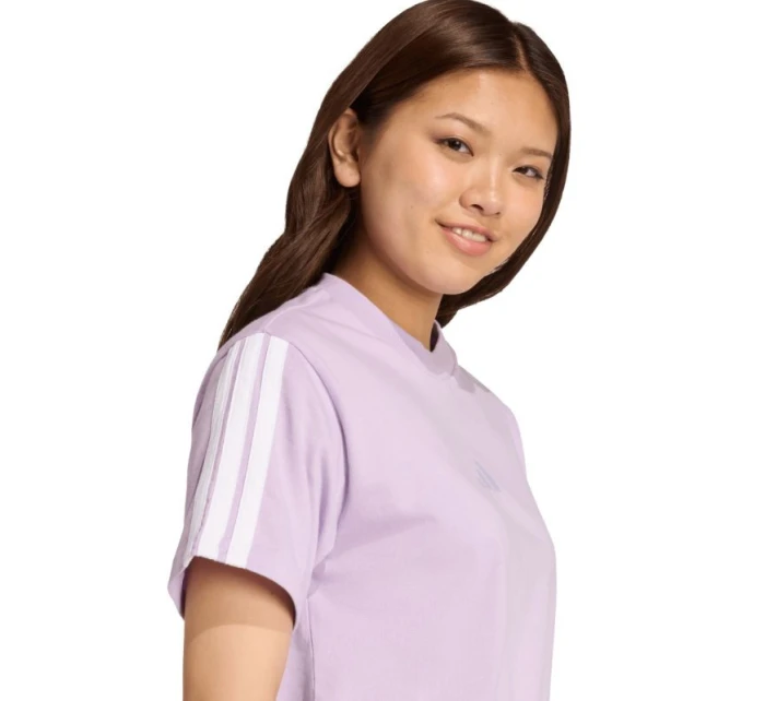 Dámske bavlnené tričko adidas Essentials 3-Stripes svetlo fialové JV7362 Dámske bavlnené tričko adidas Essentials 3-Stripes svetlo fialové JV7362