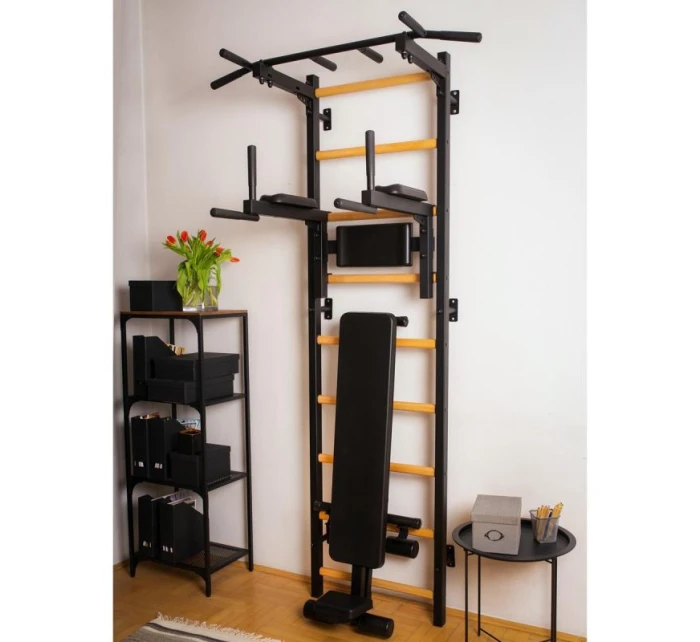 GYMNASTICKÝ REBRÍK S HRAZDOU NA CVIČENIE, ZÁBRADLÍM A LAVIČKOU 723B