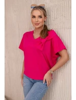 Bavlnená blúzka s ozdobnou fuchsiovou mašľou
