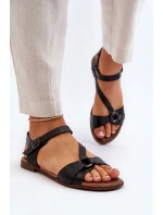 model 21649966 Dámské kožené sandály černé - Zazoo