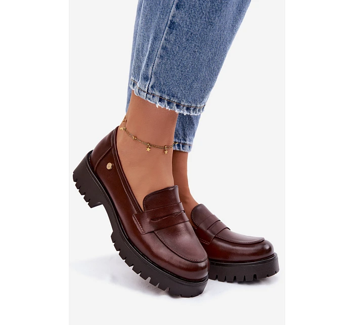 Kožené dámské mokasyny Vinceza 18125 hnědé