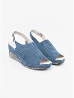 Praktické dámské sandály modré na klínku Praktické dámské sandály modré na klínku