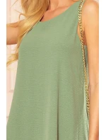 VICTORIA dámské trapézové šaty v olivové barvě model 15133117 - numoco VICTORIA dámské trapézové šaty v olivové barvě model 15133117 - numoco