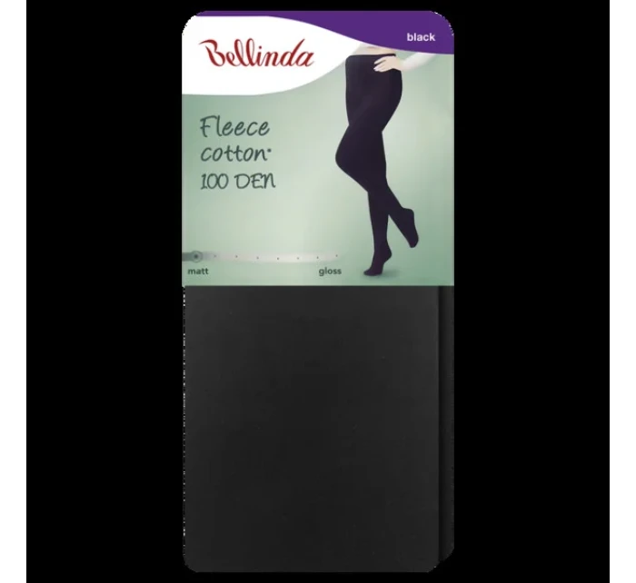 Nepriehľadné pančuchy FLEECE COTTON 100 DEN - BELLINDA - čierne