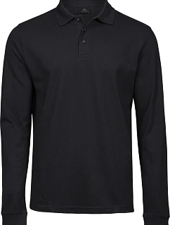 Tee Jays TJ 1406 Pánske elastické polo tričko s dlhým rukávom z piké 18.1406 čierne