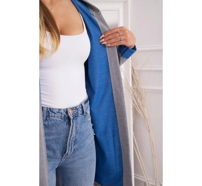 Dvojfarebná pláštenka s kapucňou nevädza + sivá Dvojfarebná pláštenka s kapucňou nevädza + sivá