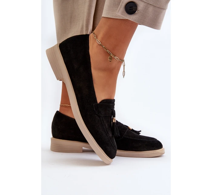 Černé Dámské Semišové Mokasíny Na Ploché Podrážce model 21652477 - Zazoo