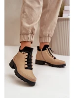 Niskie Botki Damskie Ocieplane Z Eko Skóry Beżowe Erisabelle Niskie Botki Damskie Ocieplane Z Eko Skóry Beżowe Erisabelle