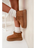 Dámské Sněhule Na Platformě Zateplené Kožíškem Camel model 21705239 - Boto