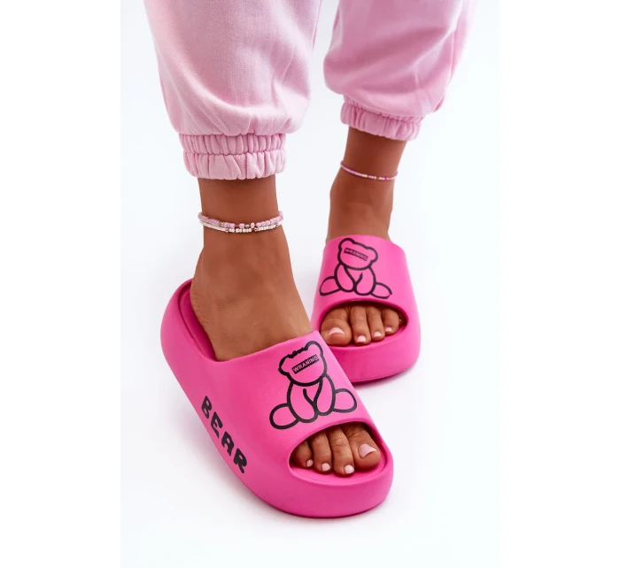 Dámske penové papuče na pevnej podrážke s medvedíkom Fuchsia Lamira Dámske penové papuče na pevnej podrážke s medvedíkom Fuchsia Lamira