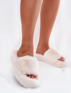 Dámske papuče s kožušinou Biella - svetlo béžové