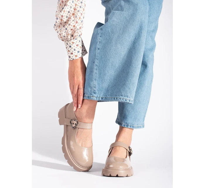 Originálne dámske hnedé mokasíny na platforme Originálne dámske hnedé mokasíny na platforme