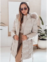 Dámská zimní bunda prošívaná s kapucí světle béžová Dstreet model 21990473 - FashionStreet