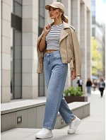Dámske baggy džínsy s vysokým pásom modré FashionStreet UY2927 Dámske baggy džínsy s vysokým pásom modré FashionStreet UY2927