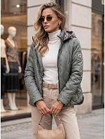 Kurtka damska przejściowa z kapturem zielona model 22350592 - FashionStreet Kurtka damska przejściowa z kapturem zielona model 22350592 - FashionStreet
