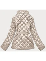 Béžová prešívaná dámska bunda s opaskom (BH2208)