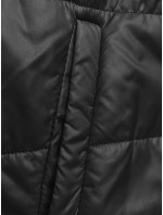 Krátka čierna dámska bunda s kapucňou (B8187-1)