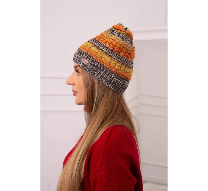 Čiapka s fleecom Patrycja K254 oranžová+čierna