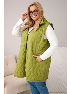 Dámska prešívaná vesta s kapucňou Plus Size Olive